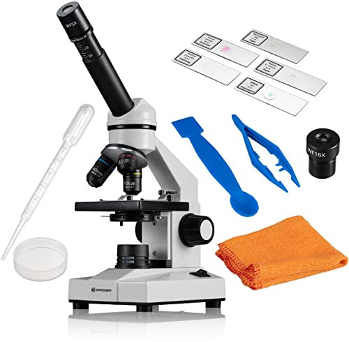 Bresser Mikroskop Biolux DLX 20x-1280x, Einsteiger-Mikroskop mit Barlow-Zoom-System, inklusive viel Zubehör & fünf Präparaten zum sofort starten