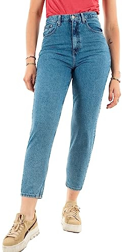 Tommy Jeans Vaqueros Mujer Mom Jeans High Rise, Azul (Denim Light), 28W/34L