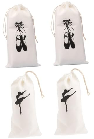 BESPORTBLE 4 Pz Contenitore Per Scarpe Da Ballo Borse Per Scarpe Da Balletto Custodia a Punta Borsa Ballo Viaggiare Sacco Della Biancheria Coulisse Stoffa