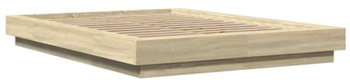 vidaXL Estructura Cama con Luces LED Madera Roble Sonoma 140x200 cm