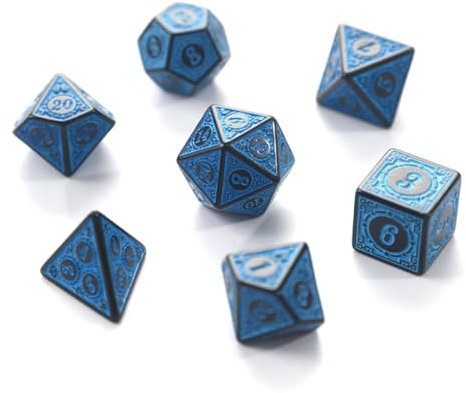 WBZOWRB 7 Piezas Dados De Rol, Dados Dnd, Juego De Dados Poliédricos, Juego De Dados De Calabozos Y Dragones Set De Dados De Juegos De Rol Para Explorador Juego De Rol Rpg (azul)