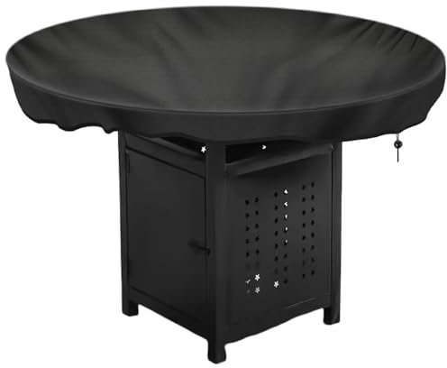 Feuerplatte Abdeckung, 100cm Durchmesser Wasserdicht Anti-UV 420D Grill Deckel für den Feuerplattengrill, Rund Schwarz Oxford-Stoff Grillabdeckung für Feuerplatte und Grillplatte