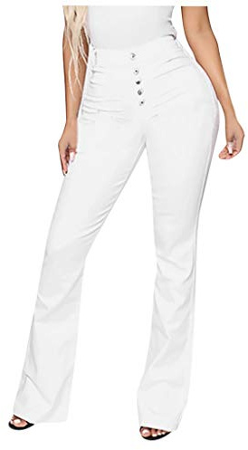 Jean gainant pour femme, taille haute, amincissant, jambes larges, en denim, short de course avec poches, taille haute, multi-boutons