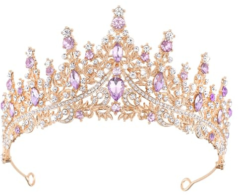 DRESHOW Couronne d'anniversaire pour Femmes Tiare de Cristal pour Filles Accessoires de Cheveux Tiare de Mariage Couronne de Princesse Pailletée Serre-tête de Fête Diadèmes pour Femme