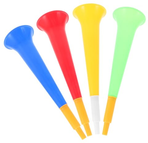 FUNNETOYU 4 piezas de cuerno de fiesta de fútbol de colores para fiestas deportivas y celebraciones