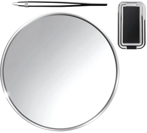 REBECCAGIBSON 20 x förstoringsspegel, 15 cm sminkspegel med förstoring, förstoringsspegel med sugkopp och pincett, sminkspegel | Travel Magnifying Mirror Stick på spegel för makeup