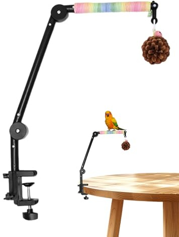 Papegoj Sittpinne Interaktiva Berikningsleksaker 4 i 1 | Fågel Sittpinne Stativ Leksaker För Papegojor Med Boll För Undulat Nymfkakadua Conure Tvillingpapegoja Stående Slipning Näbb