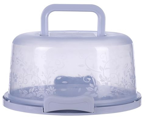Uanqfegy Portatorte Rotondo Portatile con Chiusura sicura con Maniglia del Coperchio da 8, 7 Pollici - Contenitore per Il Trasporto di Torte, Cupcake, per Feste da Picnic, Blu