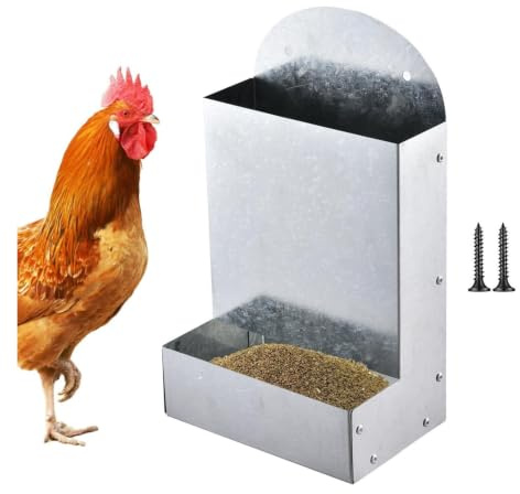 Oyster Shell Feeder for Chickens, Metal Feeder for Ducks - Chicken Feed Dispenser for Backyard Farm, Outdoor Path, Outdoor, Breeders, Rabbits,
