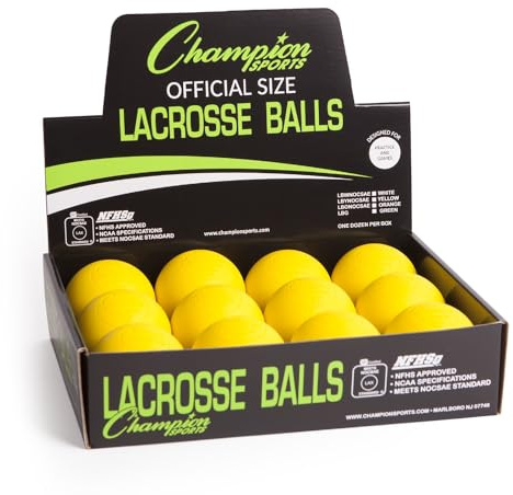Champion Sports - Palline colorate Lacrosse, formato ufficiale, per giochi scolastici professionali, universitari e universitari – Certificato NCAA, NFHS, confezione multipla