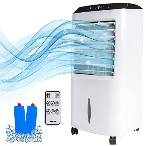 MYLEK Air Cooler Portable Evaporative Cold Air Cooling Fan 80W Large 10L Water Tank Oscillating Humidifier Purifier Remote Control Bedrooms Home Office