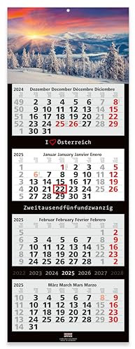 4-Monatskalender 2025 ÖSTERREICH - Wandkalender 33 x 90 cm Großformat - Bürokalender mit tollem Bildmotiv - Geschenk für Österreich-Fans - Made in Germany by Geiger-Office