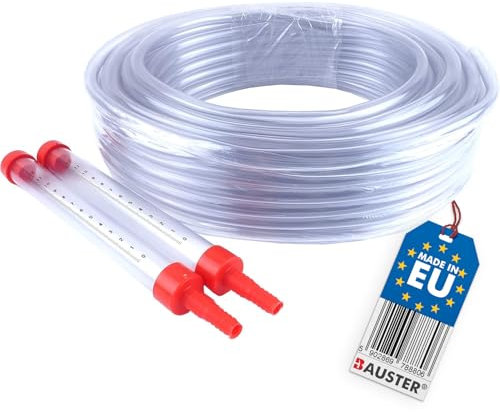 BAUSTER® Schlauchwasserwaage mit zwei Messröhrchen, Nivelliergerät 10-25m aus hochwertigem Kunststoff es hat bruchsichere Trichter mit Millimeter-Skala, erleichtert die Nivellierung der Punkte (20 m)