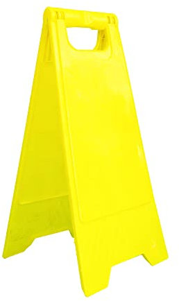 Berry Blank Floor Sign - Yellow | Foldable Type A Freestanding Plastic Floor Warning Sign | Customisable Safety Sign Board for Cleaning, Maintenance & Indoor Use