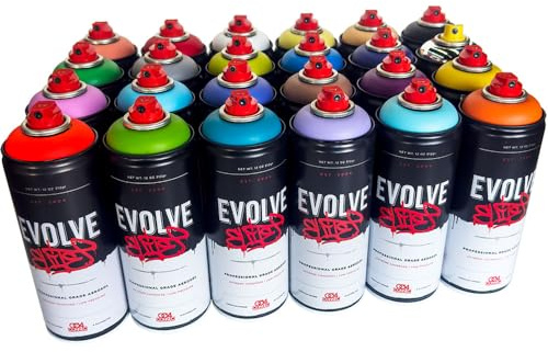 Evolve Elite 24 pack, Low Pressure - Assorted Colors - 12 oz Spray Paint Cans