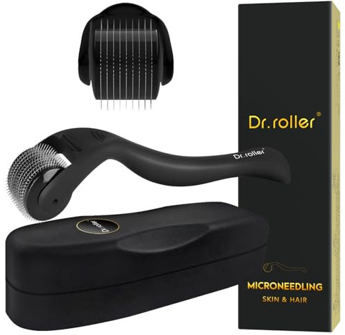 Dr.roller Derma Roller 0.5mm for Hair Growth, Microneedling Roller for Face Scalp, Beard Roller for Beard Growth, Micro Needling Roller Titanium Derma Roller for Men and Women Skin Care