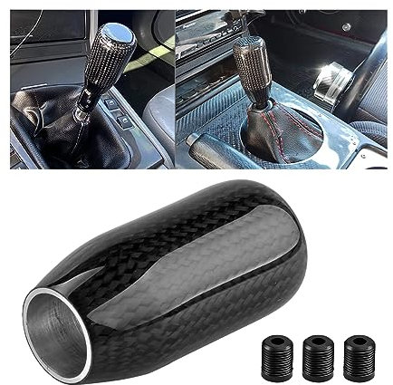 JNNJ Wave-Stick-Schaltknauf, Schalthebel aus Kohlefaser, Universal Auto Manueller Schalthebel mit 3 Adaptern, Schalthebelabdeckung Verkleidung für Fahrzeuge(Schwarz)