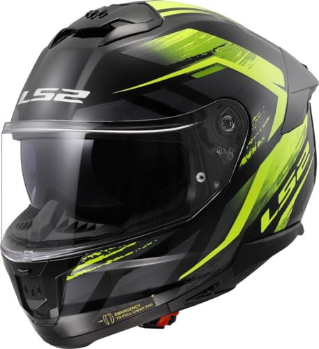 LS2, Casco Moto Integrale STREAM II FURY Gloss Black H-V Yellow, M