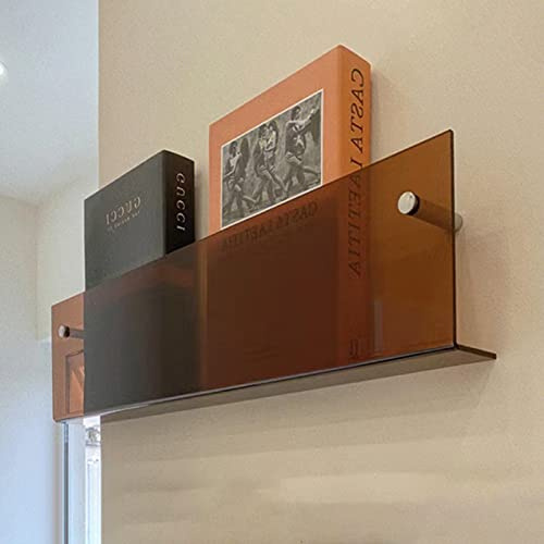 Modern Acrylic Magazine Rack Wall - Orange Clear Blue Brown Newspaper Stand Book Storage Shelf, Lightweight Brochure Holder Stand 40/80/100cm (Color : Red, Size : 40cm(15 3/4))
