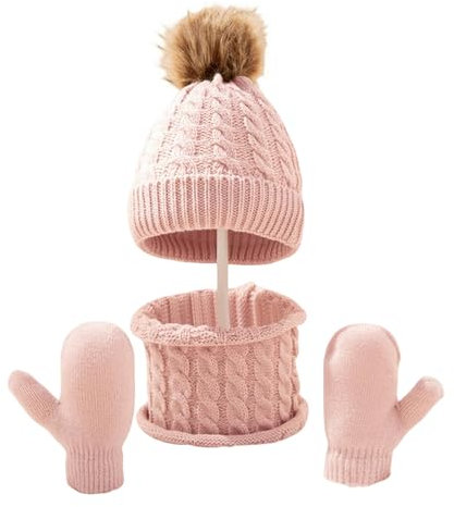 SUNMME Set di Guanti Sciarpa per Cappello da Bambino per Cappello Invernale da Bambino, Cappello Sciarpa per Neonato (Sciarpa per Cappello gigvo p 0A3 Anni)