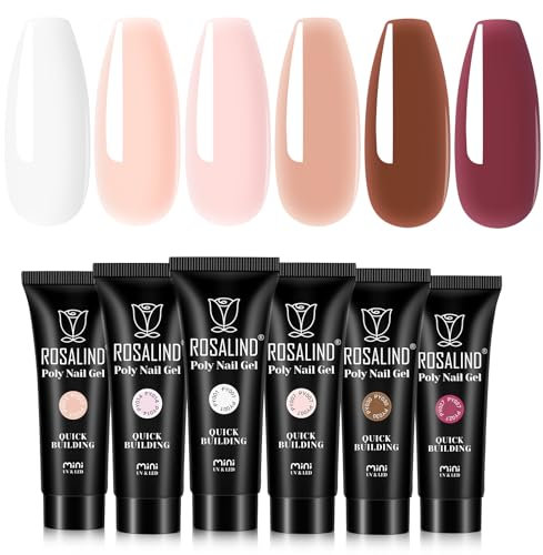 ROSALIND Poligel per Unghie, 6 Colori 10ml Gel Ricostruzione Unghie, Set gel unghie Estensione per Principiante, Professionale e Salone di Bellezza, DIY Gel Nail Art