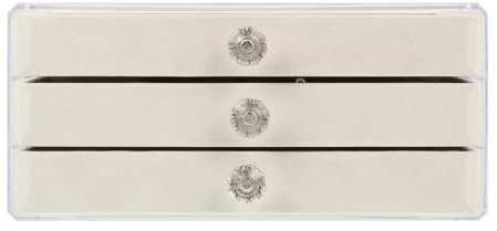 JECOMPRIS Organizer Portagioie 3 Cassetti in Plastica Trasparente Color Beige, Scatola Porta Orecchini e Anelli Ampio Spazio, per Esposizione e Organizzazione Gioielli in Casa, Negozio