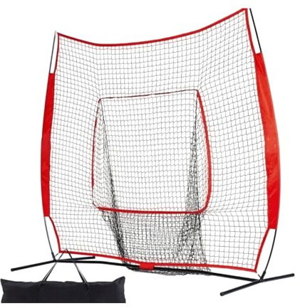 Qianly Filet d'Entraînement de Baseball Filet de Frappe Filet de Lancer Filet de Réception Zone d'Entraînement Stabilité Structure Polyester Fer Fibre de