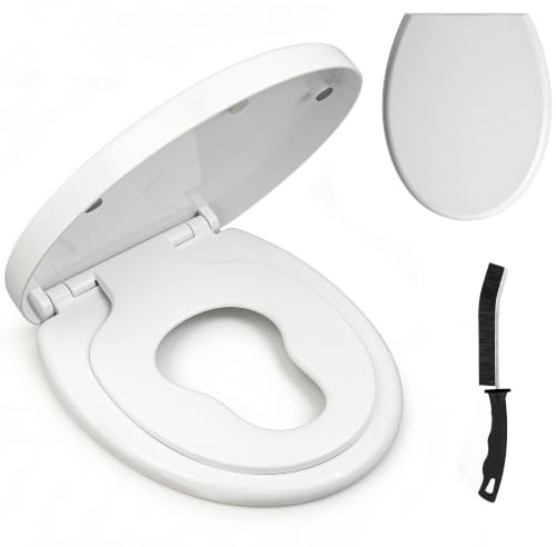 Crystals Family Toilet Seat Soft Close with Built-in Child Seat, O Shape, White (Family seat)