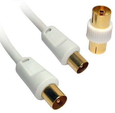 SSL Satellites - 1,2.3,4,5,10,15,20 Metre Male to Male RF TV Aerial Lead Cable Coaxial Extension Female Digital with Coupler (2 Meter)