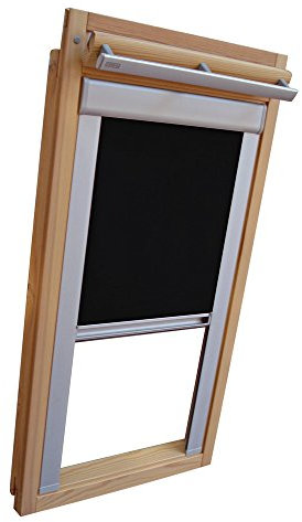 Verdunkelungsrollo Rollo für VELUX Dachfenster TYP GGU/GPU - M08 - Farbe schwarz - mit Aluminium Seitenschienen - KLICK Montage