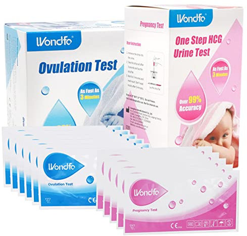 Wondfo 20 Schwangerschaftstest 50 Ovulationstest Kinderwunsch 10 mIU/ml HCG Schnellteststreifen Eisprung Test LH Fruchtbarkeitstest für Frauen