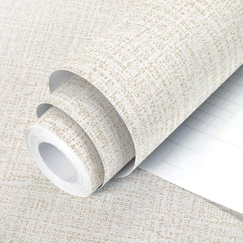 lenify Beige Wallpaper Grasscloth Peel and Stick Wallpaper Contact Paper for Walls 17.7inx118.1in Textured Wall Paper Vinyl Grasscloth Removable Faux Linen Peel and Stick Beige Self Adhesive Vinyl