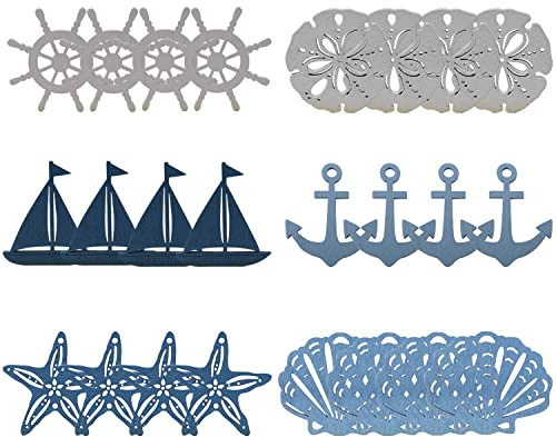 yueton 48 PCS Wooden Ocean Decoration Ornaments,Nautical Wooden Cutouts Crafts,Nautical Wood Cutout for House and Theme Parties Decoration