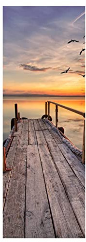 Sticker Mural Trompe l'Oeil - Autocollant Porte Pont En Mer - Décoration Murale - Poster de Porte (73x205 cm)