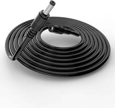 5M Echo Verlängerungskabel für Echo Show 5, Echo Dot, Echo Spot, Echo Spot, Fire TV Cube, Echo Dot with Clock, Echo Dot Kids Edition, Netzteil Verlängerungskabel, DC Stecker/Buchse, 20AWG Kupfer, 5M