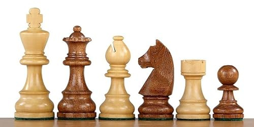 Sunrise Chess & Games German Timeless Chess Set - 3.5 Inch Acacia/Boxwood - 34 Hand Polished Pieces - 2 Extra Ladies - Ages 8+