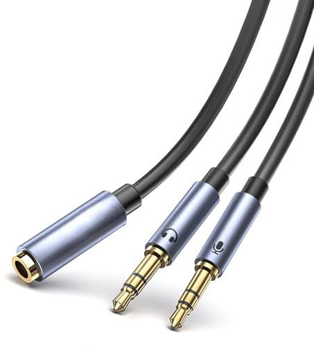 Tymyp Adaptateur Micro Casque, Adaptateur Jack, Audio Stéréo 3.5mm, Adaptateur Micro Casque 2 Dual 3.5mm Mâle à 3.5mm Femelle pour Ordinateur PC Ecouteur Casque