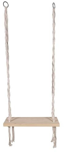 Balançoire en Bois Macramé 150cm Blanc & Naturel