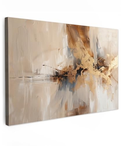 MuchoWow© Cuadros Decoracion Salon Modernos 120x80 cm para Dormitorios Cuadro Decorativos de Salon Lienzos Decorativo Pictures for Living Room Decorarivos Arte moderno - Oro - Beige