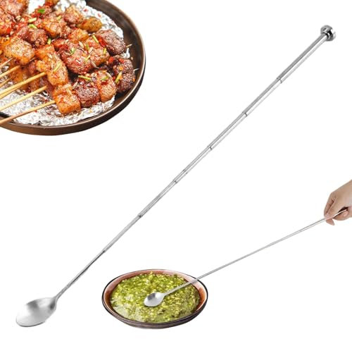 Extendable Mixing Spoons, Telescopic Spoon, Stirring Spoon, Set of 2 long Coffee Spoons for Coffee Bar, Telescopic Bar Spoon for BBQ, Coffee Mixing Spoons, Stirrers Ice Cream Spoon, Long Handled Spoon