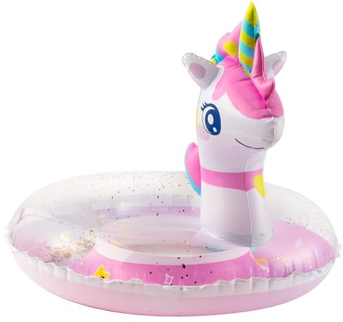 WATINC Pool Inflatables for Kids Unicorn Swimming Pool Float Pool Ring with Glitters Summer Holiday Outdoor Beach Water Party Toys Float Inflatable Pool Swimming Ring for Children Toddles