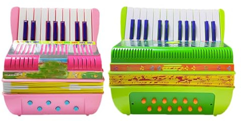 Barndragspel Musikinstrument, Knappdragspel för barn,Liten 17 tangenter knapp Dragspel 6Bass Dragspel Leksak | Lätt pedagogisk leksak Söt förskolemusikinstrument för nybörjare och barn