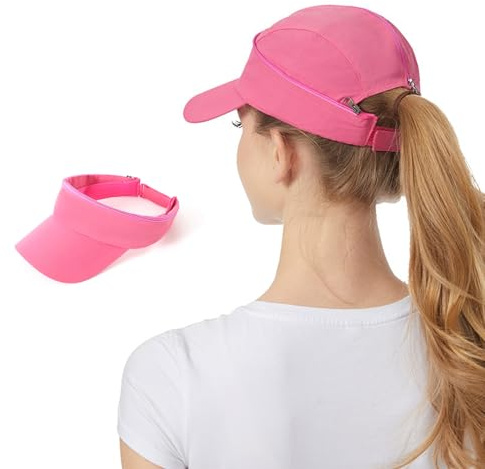 AYPOW Snabbtorkande basebollkeps, sport solvisir hatt med avtagbar topp, mångsidig UV-skydd löpning keps justerbar lätt vikbar utomhus solhatt unisex för golf tennis klättring sommar, Rosa, en storlek