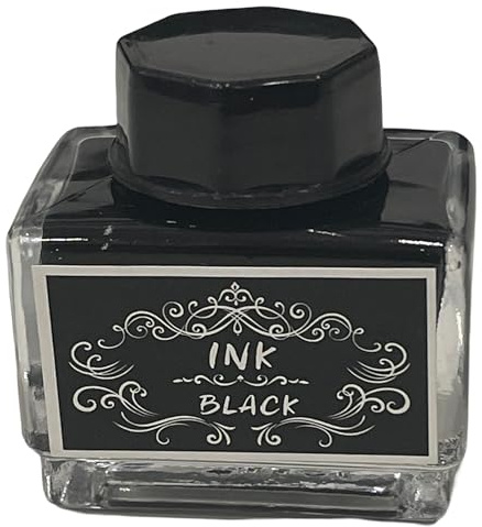Tintero de tinta para pluma estilográfica 15 ml tinta de color negro en bote de vidrio vintage 51CH002