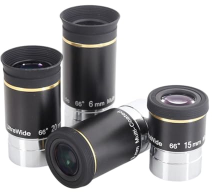 Helilyco Oculaire télescope grand angle 66 de 3,2 cm avec oculaire pliable, corps en métal, lentille multicouche, astronomie et observation du paysage (6 mm)