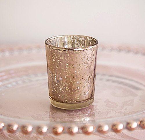 Club Green Xmas Glass Tea Light Candle Holder Rose Gold/Champagne/Silver 3 Sizes Wedding Decor Event (Champagne 55 x 60mm)