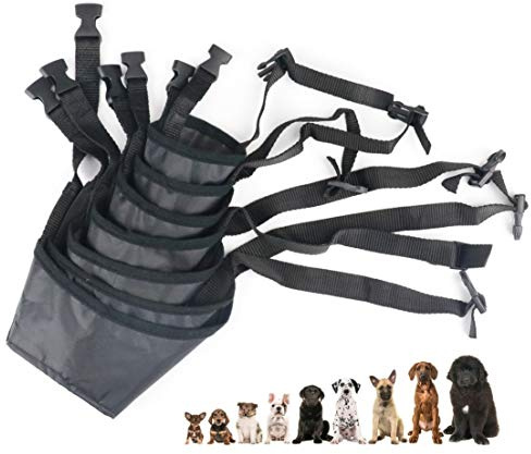 Idepet 7PCS Adjustable Dog Muzzles - Anti-Biting Barking Muzzles for Small, Medium, Large & Extra Dogs (Pack of 7)