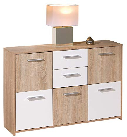 Dmora Mobile Buffet credenza Moderno 5 Ante + 2 cassetti, 77 x 115 x 30 cm