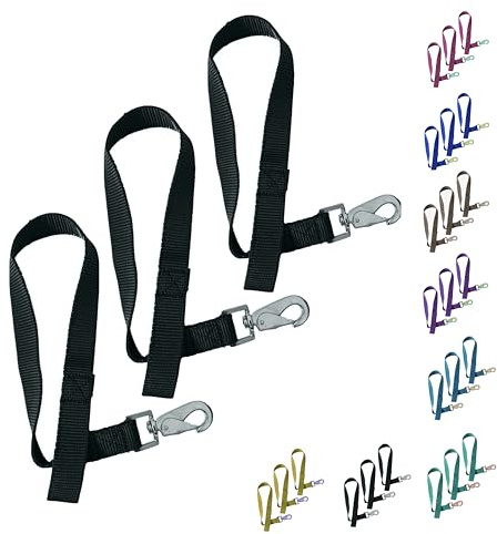 Majestic Ally Pack of 3 Horse Bucket Strap Hangers – Practical and Easy Design for Indoor or Outdoor Use -Set of 3,-1x22 (Black)