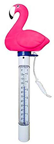 Dongzhi Flytande pooltermometer, flytande pooltermometer av plast, söt flytande termometer i djurform för utomhus- och inomhuspool/bubbelpool, (flamingo)